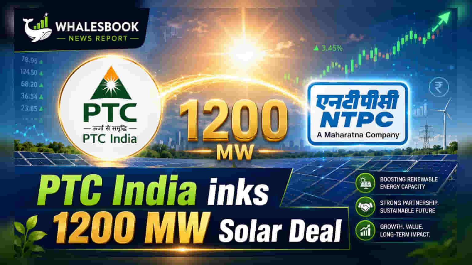 PTC India અને NTPC Renewable Energy વચ્ચે 1200 MW સોલાર PPA, રિન્યુએબલ એનર્જીમાં મોટો દાવ