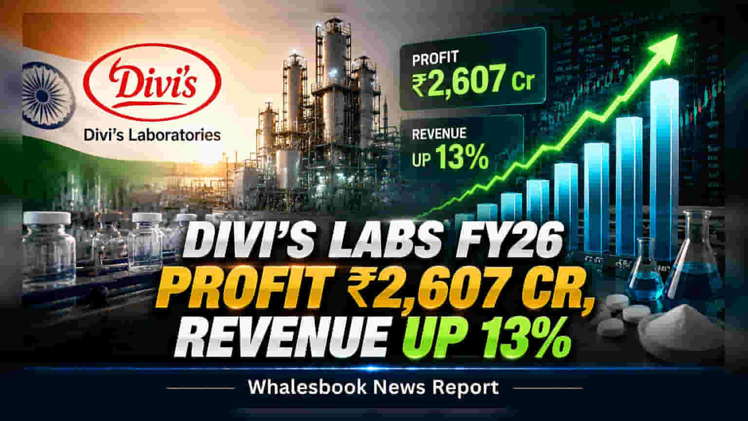 Divi's Labs: शानदार नतीजे! ₹2,607 करोड़ मुनाफा, रेवेन्यू 13% बढ़ा, ₹1,500 Cr का निवेश