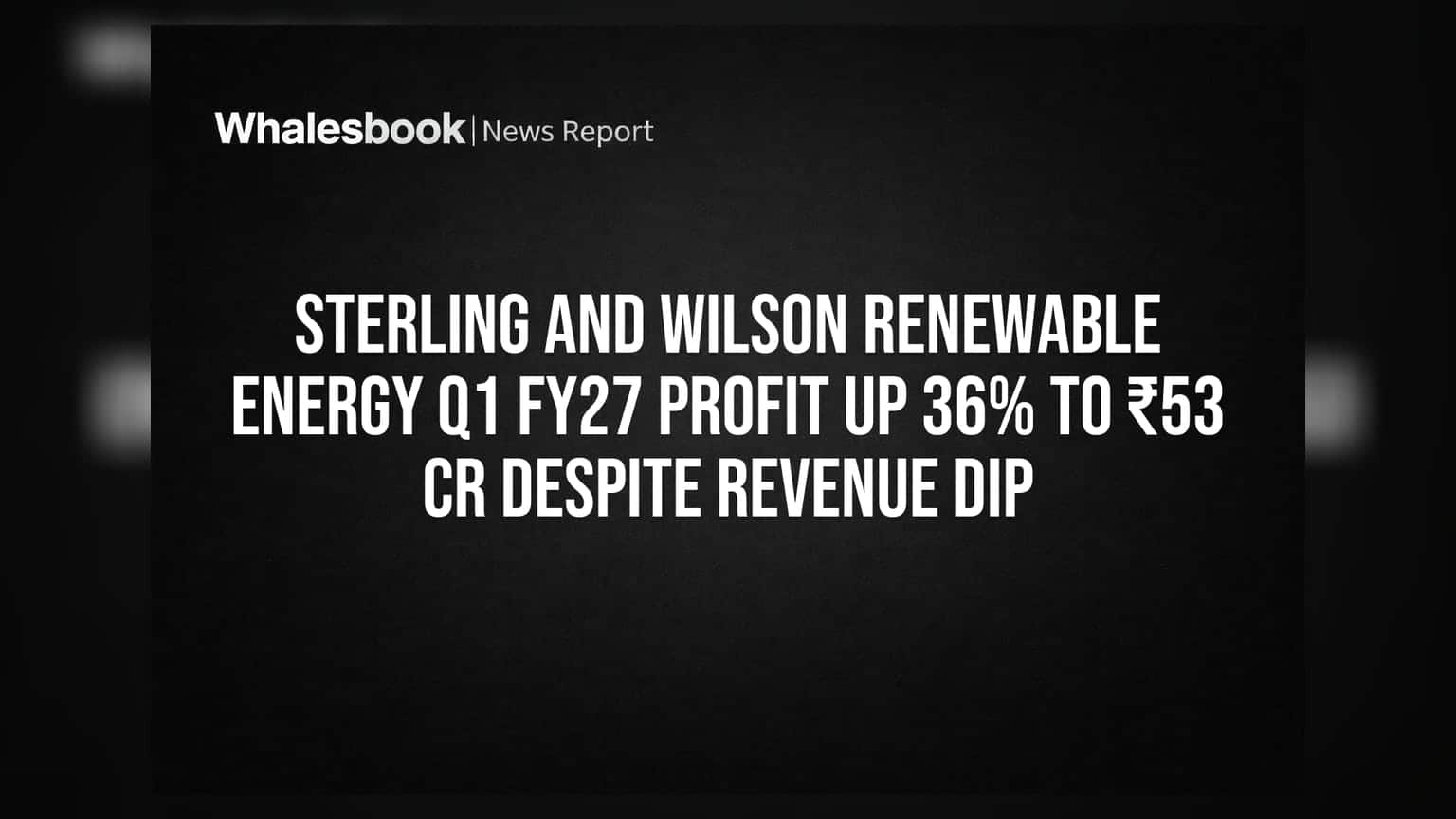 Sterling and Wilson Renewable Energy: નફામાં 36% નો જબરદસ્ત ઉછાળો, ₹53 કરોડનો ચોખ્ખો નફો