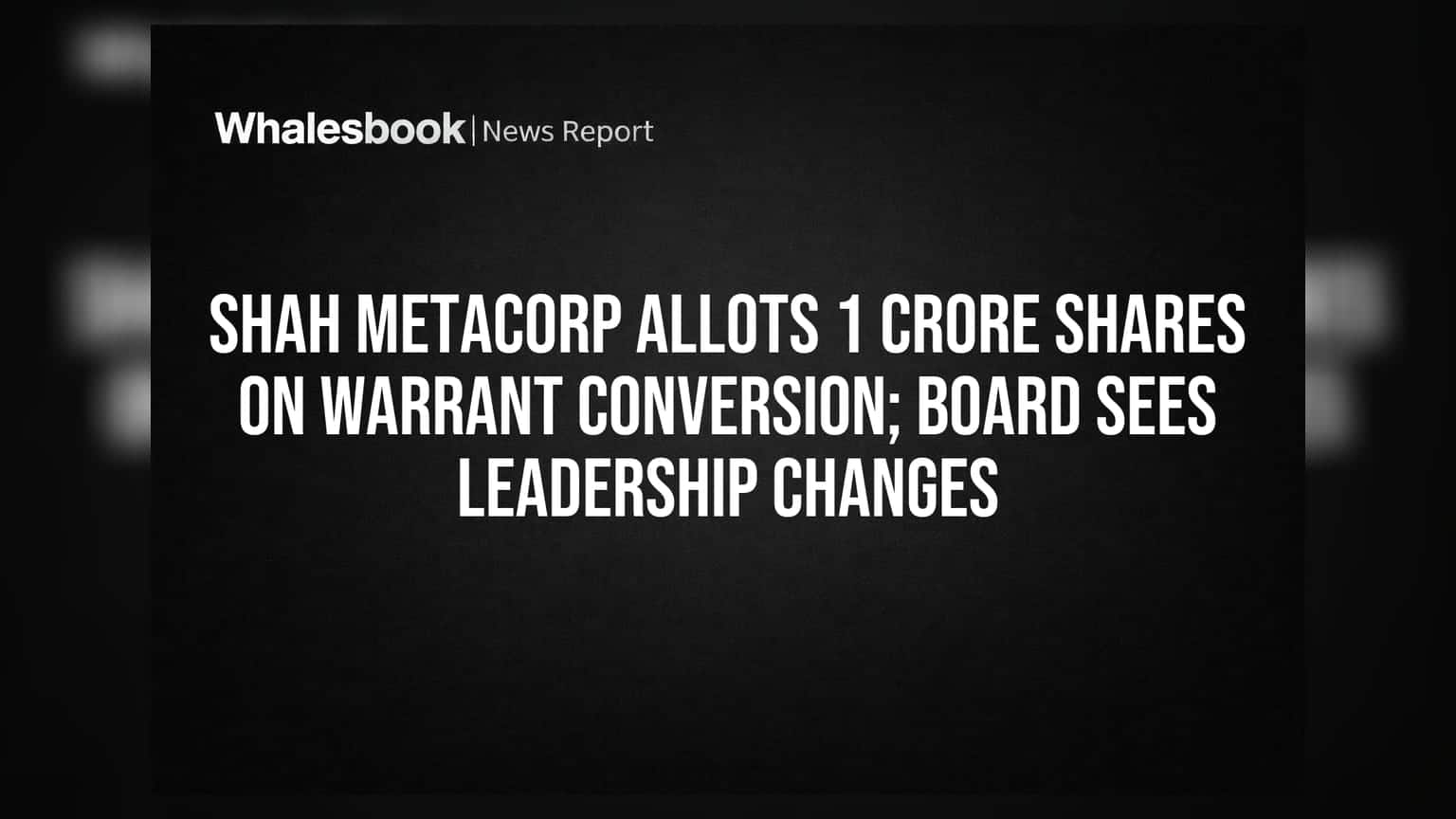 Shah Metacorp Share Price: प्रमोटर ने लगाया पैसा, कंपनी में बड़े बदलाव, स्टॉक पर रखें नज़र!