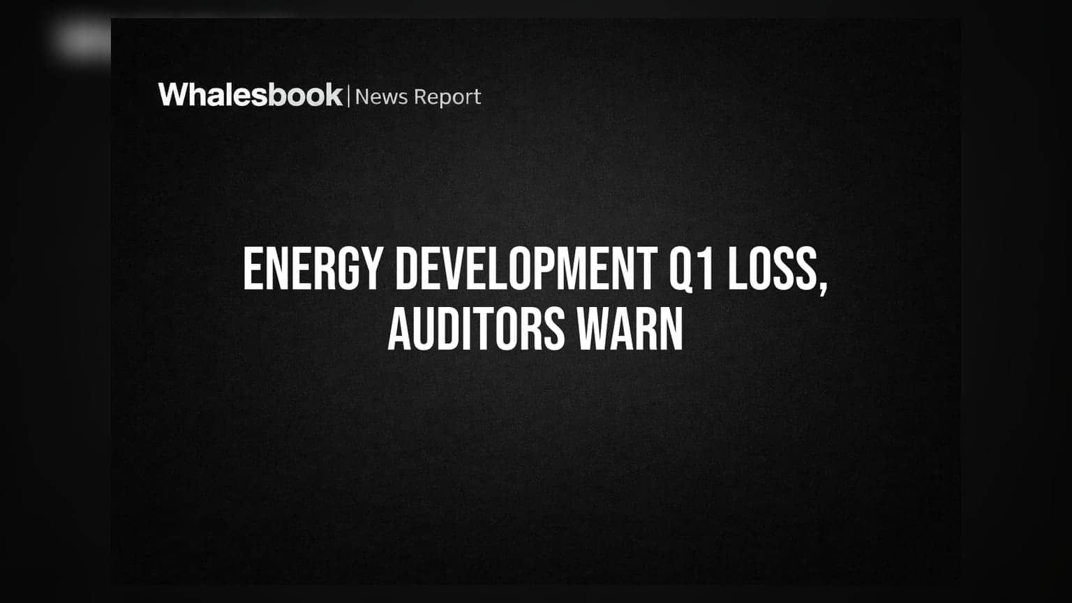 Energy Development Company Posts Loss; Auditors Raise Serious Concerns