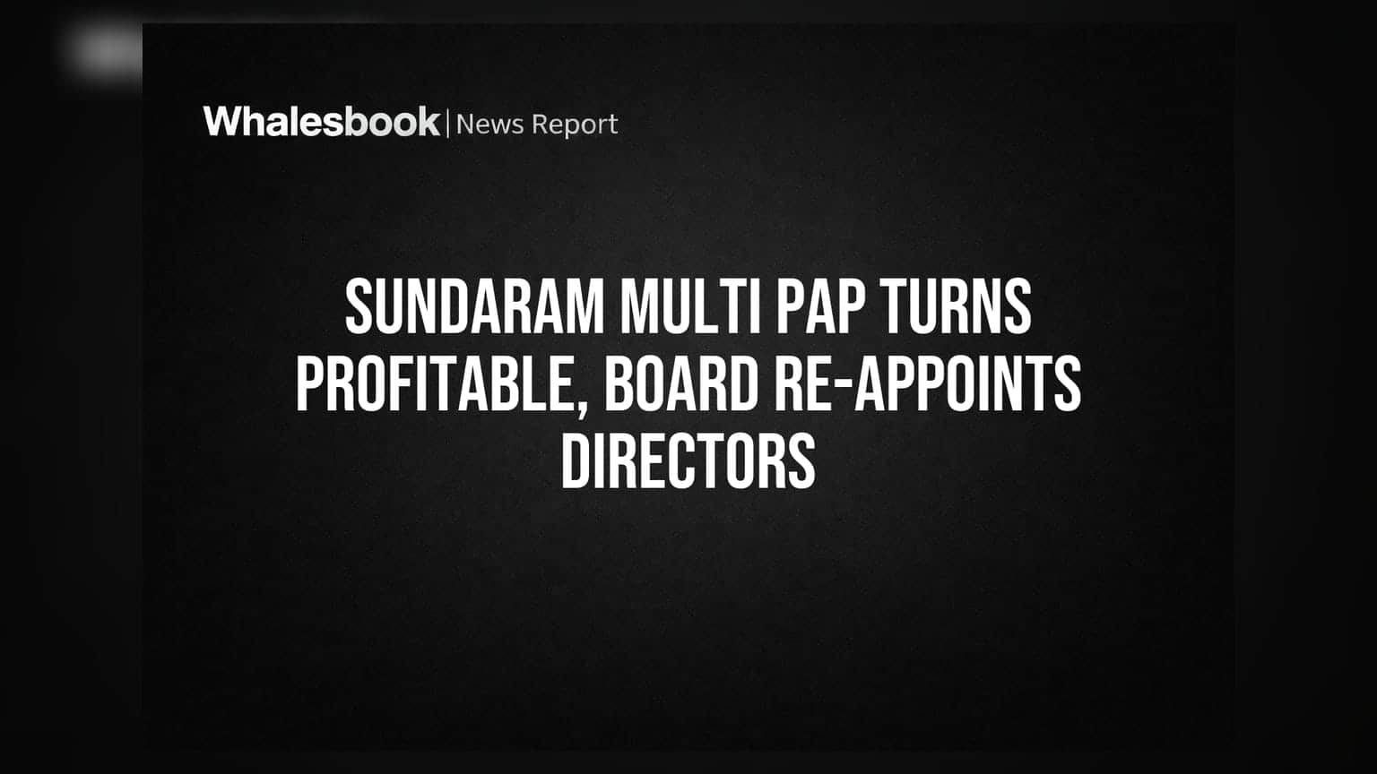 Sundaram Multi Pap: ਪਹਿਲੀ ਤਿਮਾਹੀ 'ਚ ਕੰਪਨੀ ਨੇ ਕੀਤਾ ਮੁਨਾਫਾ ਹਾਸਲ, ਡਾਇਰੈਕਟਰਾਂ ਦੀ ਮੁੜ ਨਿਯੁਕਤੀ ਨੂੰ ਮਿਲੀ ਮਨਜ਼ੂਰੀ