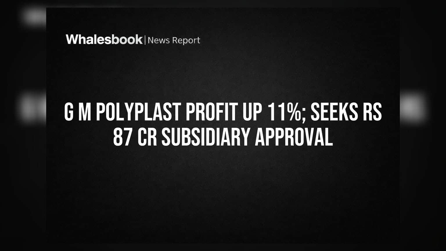 G M Polyplast: નફામાં **11%** વૃદ્ધિ, શેરહોલ્ડરો Rs **87 કરોડ**ના સબસિડિયરી ડીલ માટે મંજૂરી આપશે?