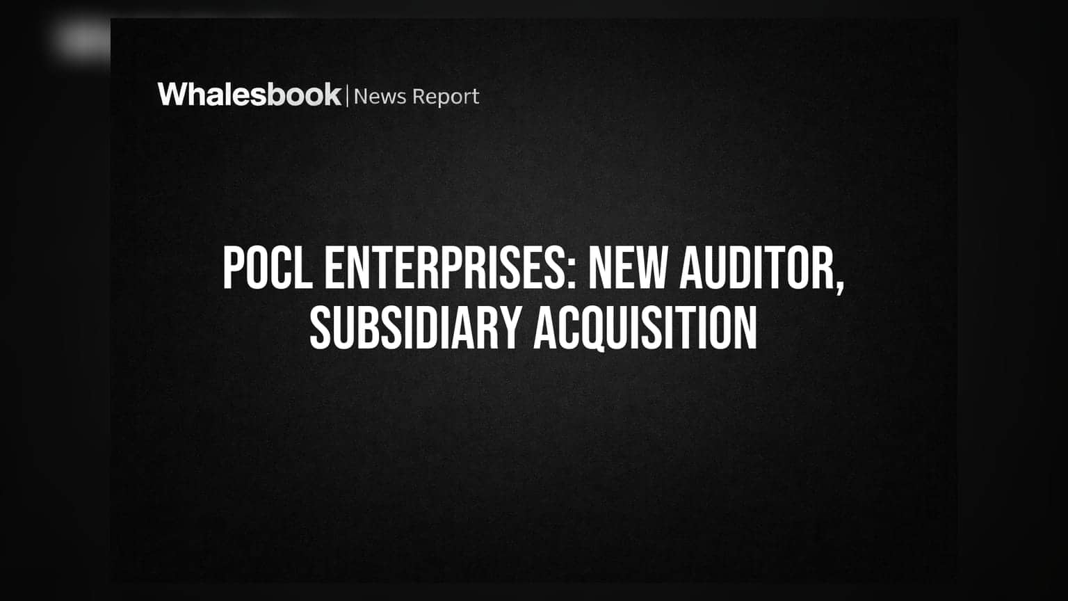 POCL Enterprises Appoints New Auditor, Completes Subsidiary Acquisition