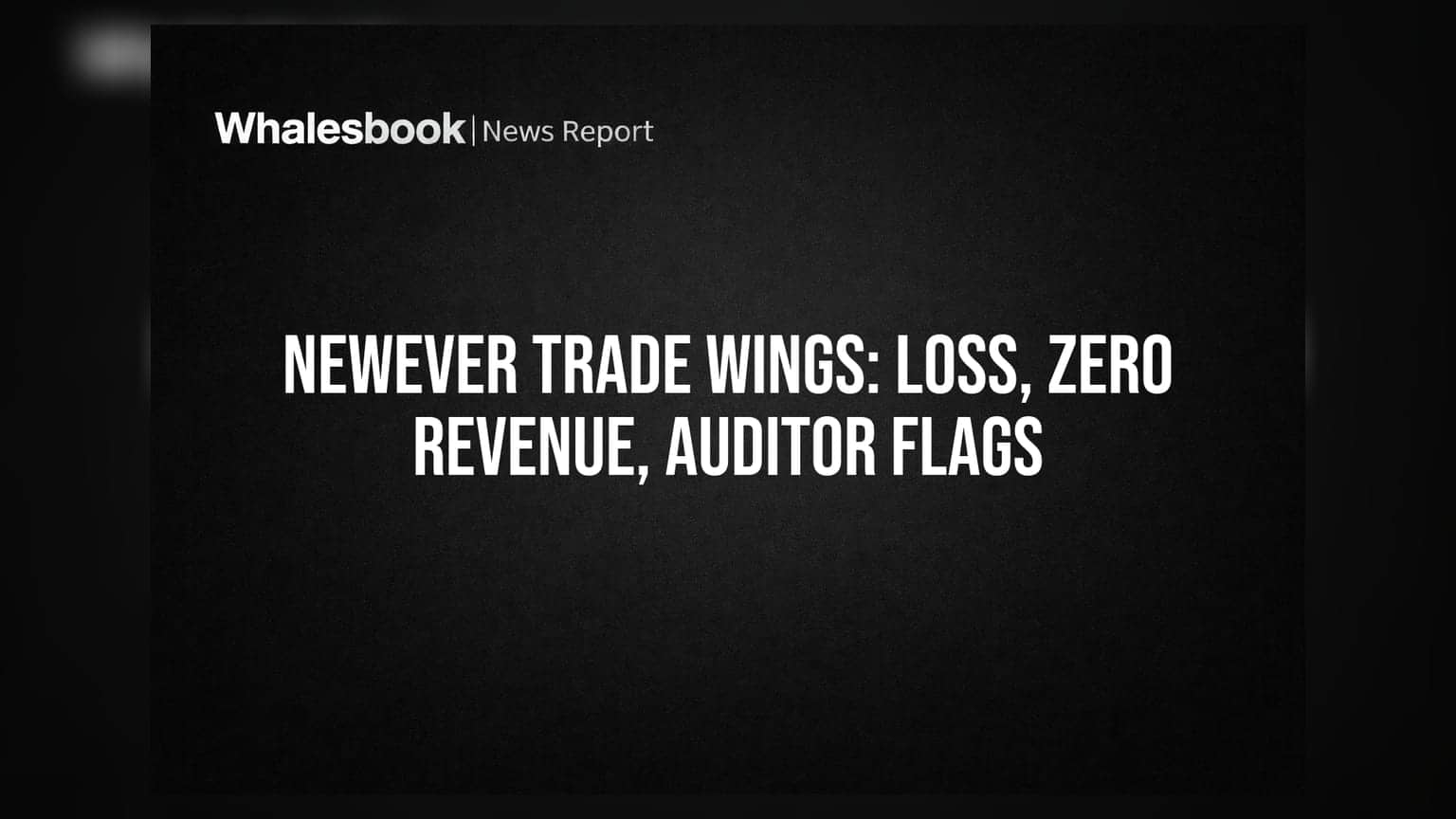 Newever Trade Wings Logs Loss Amid Suspended Operations and Auditor Concerns