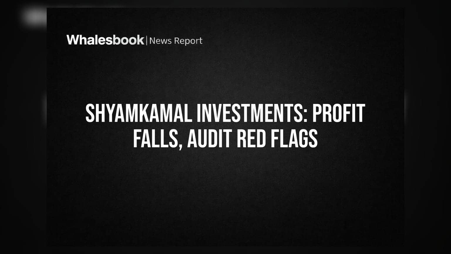 Shyamkamal Investments ਦਾ ਮੁਨਾਫਾ ਡਿੱਗਿਆ, ਆਡਿਟ ਰਿਪੋਰਟ 'ਤੇ ਸਵਾਲਾਂ ਦਾ ਘੇਰਾ