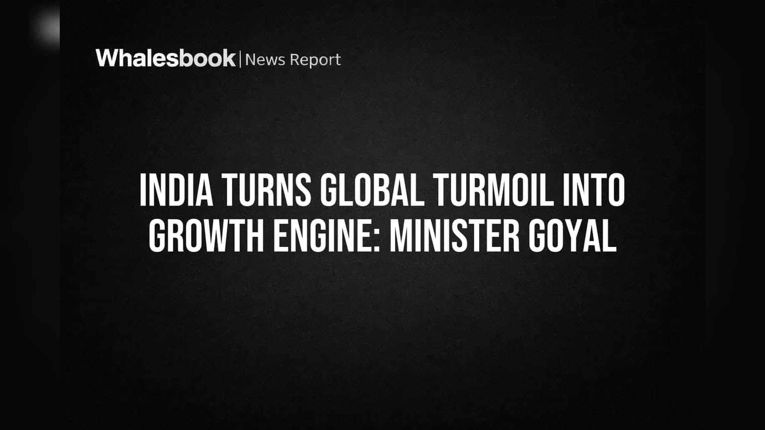 India Global Turmoil Into Growth Engine: Minister Goyal