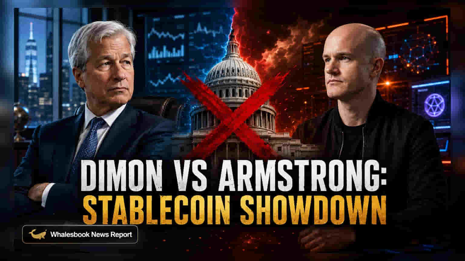 Dimon Targets Coinbase Over Stablecoin Rules as CLARITY Act Stalls
