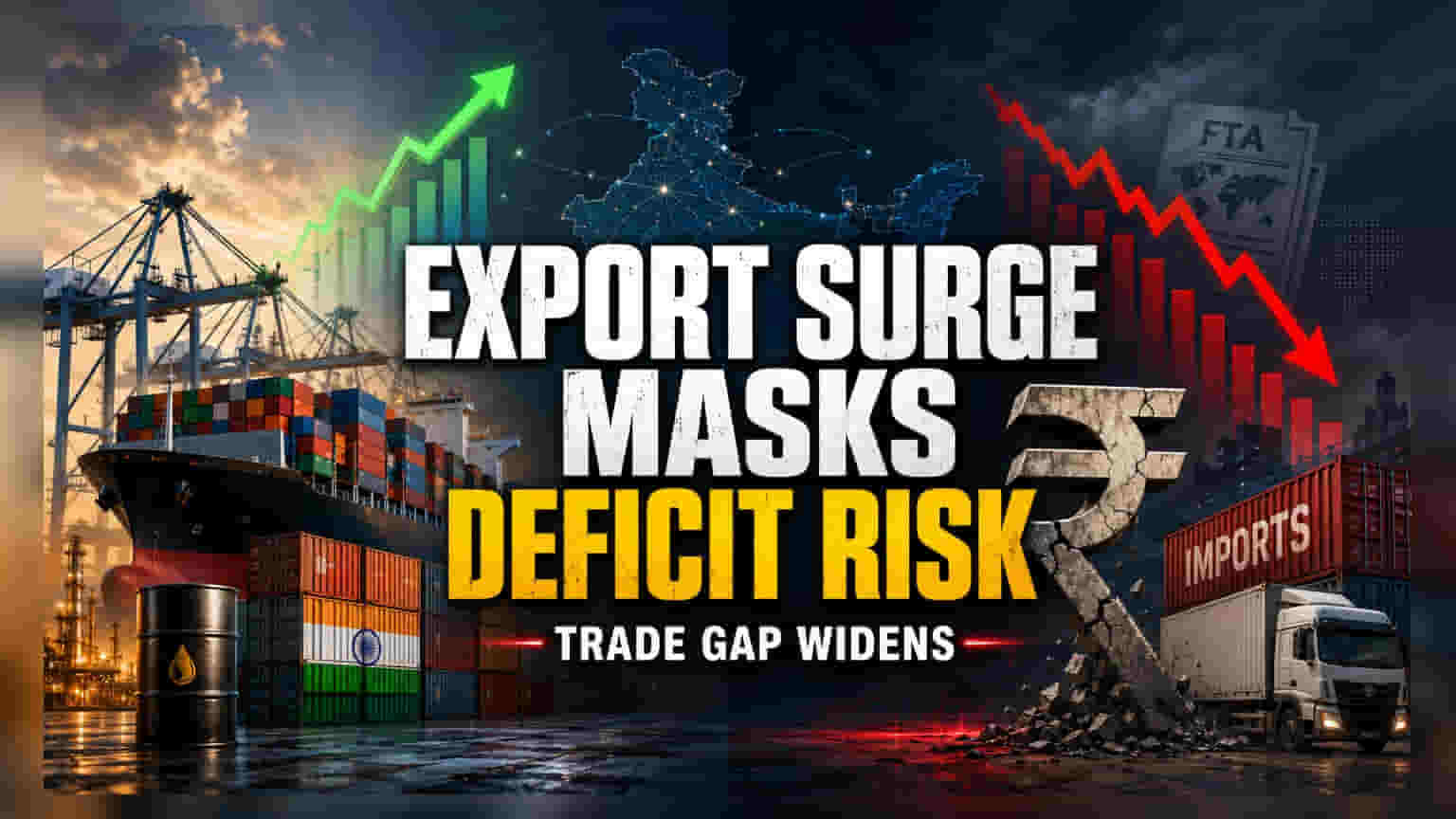 India Export Boom Masks Fiscal Strain as Trade Gap Widens