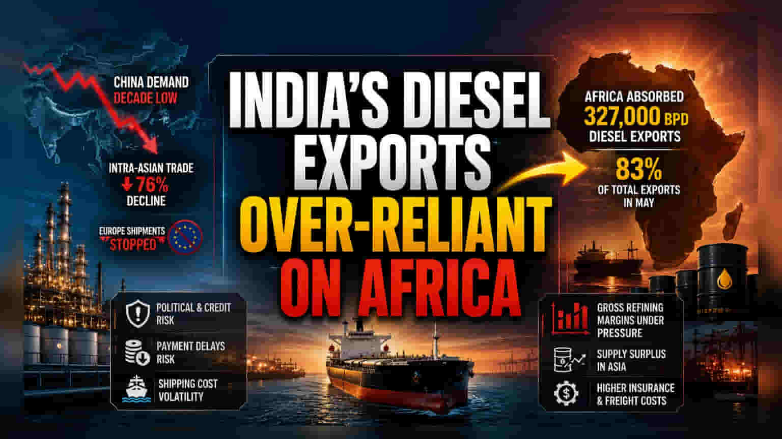 India Diesel Export: अफ्रीकी देशों पर निर्भरता बढ़ी, भारतीय रिफाइनरों के लिए बढ़ते खतरे