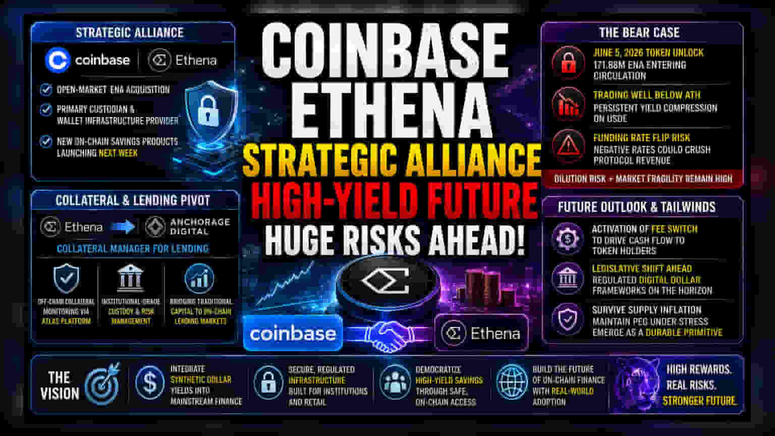 Coinbase Enters Ethena Ecosystem Amid Looming Token Supply Gluts