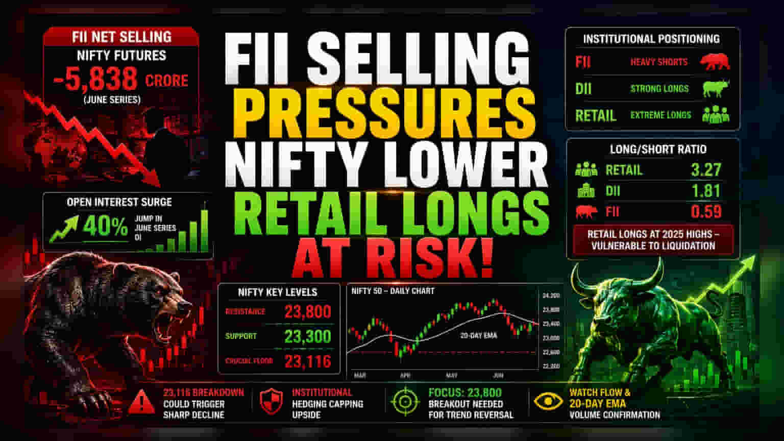 Nifty Futures: विदेशी गुंतवणूकदारांनी लावल्या मोठ्या 'शॉर्ट' पोझिशन्स, बाजारात वाढली चिंता!