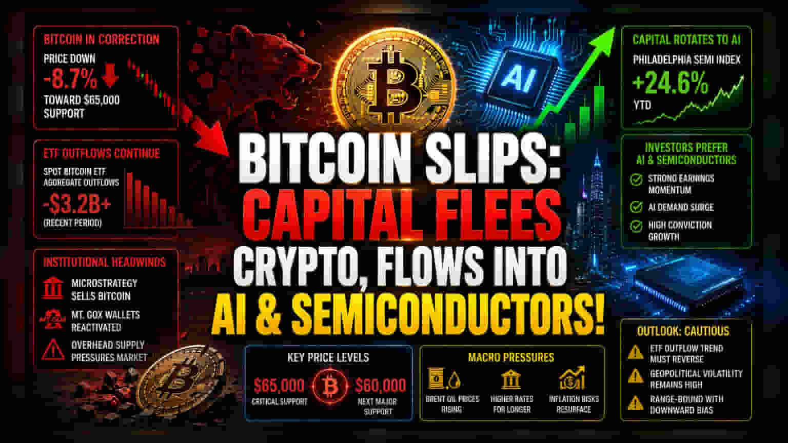 Bitcoin: बाजारात प्रचंड अस्थिरता, $66,000 च्या खाली घसरण!