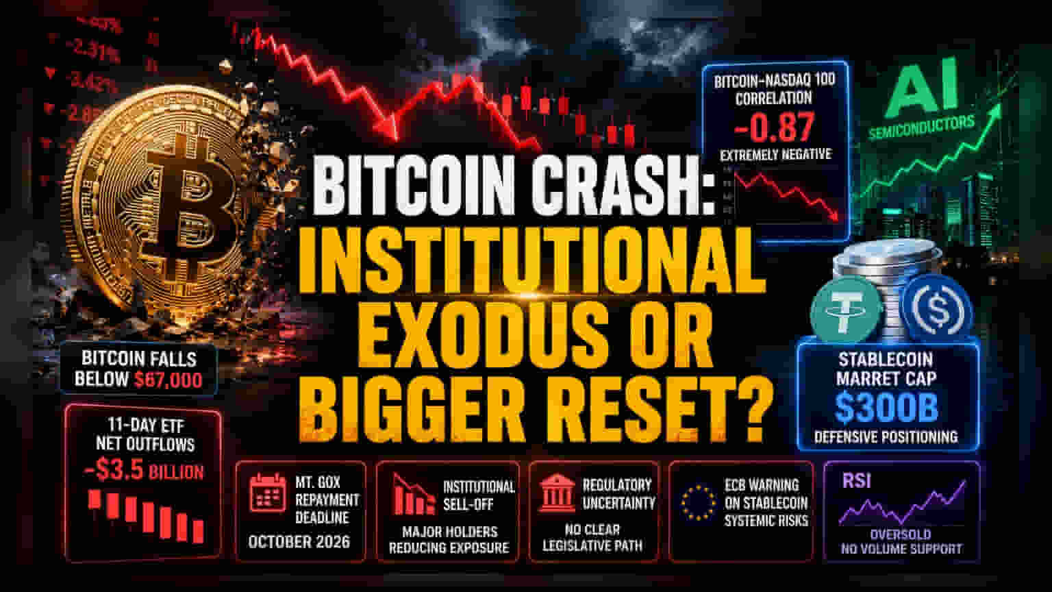 Bitcoin Price Today: બિટકોઈન **$67K** ની નીચે ગગડ્યો, ETF માંથી મોટા પાયે આઉટફ્લોથી ચિંતા
