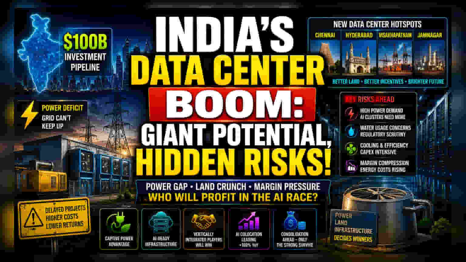 India Data Center Boom: રોકાણ ₹100 બિલિયન પાર, પણ વીજળીની અછત અને અમલીકરણનો પડકાર!
