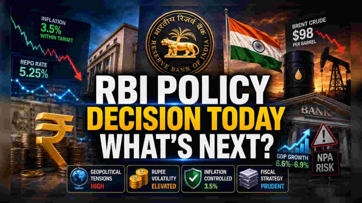 RBI की पॉलिसी: रेपो रेट स्थिर रहने की उम्मीद, रुपये को मिली राहत