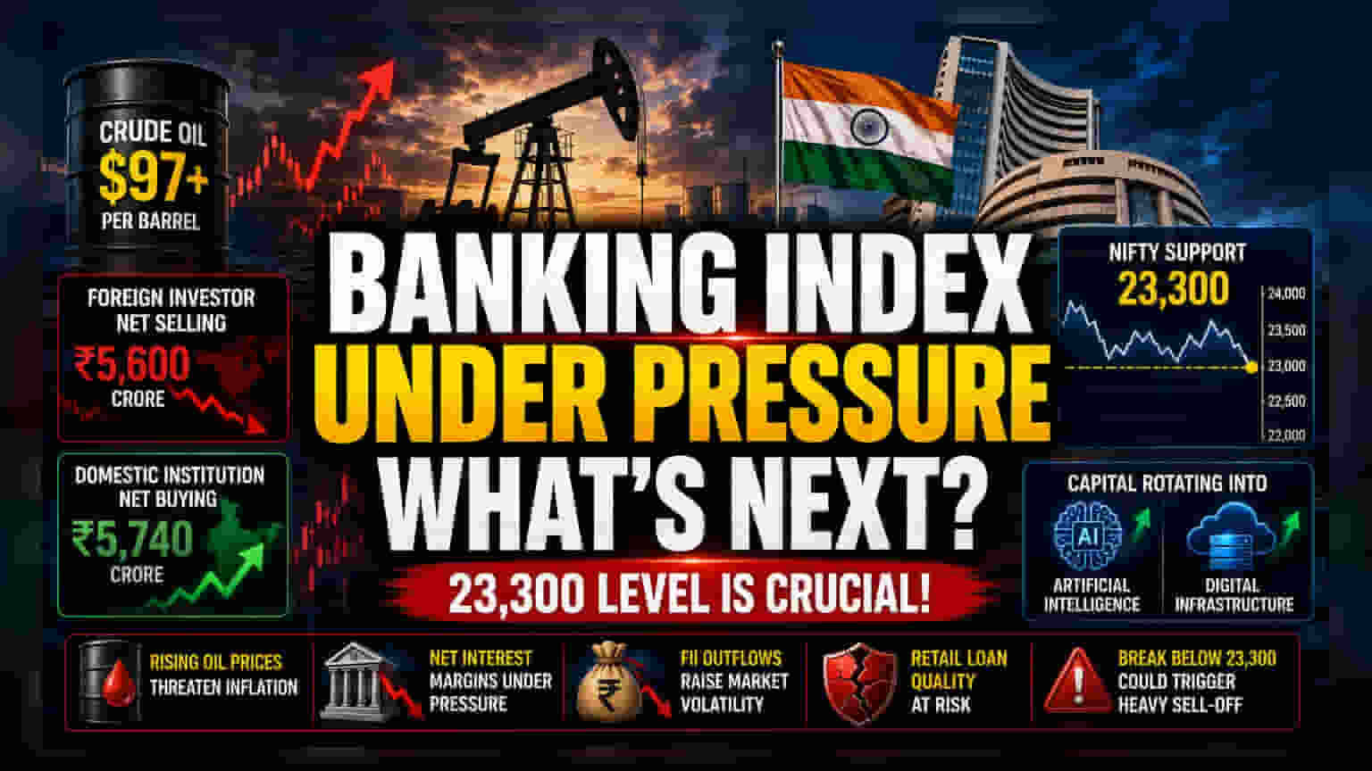Nifty पर भू-राजनीतिक दबाव: कच्चे तेल में तेज़ी से बढ़ी महंगाई की चिंता