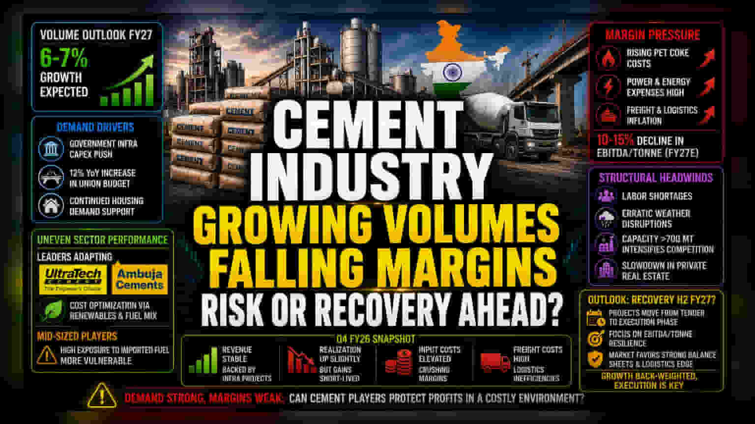 Indian Cement Sector: ਵਾਲੀਅਮ ਵਧੇਗਾ, ਪ੍ਰੋਫਿਟ ਘਟੇਗਾ? ਜਾਣੋ ਕਿਉਂ!