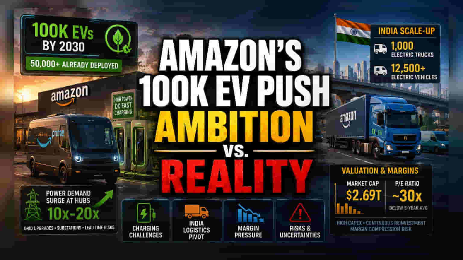 Amazon की 1 लाख EV फ्लीट का प्लान, लेकिन इंफ्रास्ट्रक्चर की बड़ी रुकावटें
