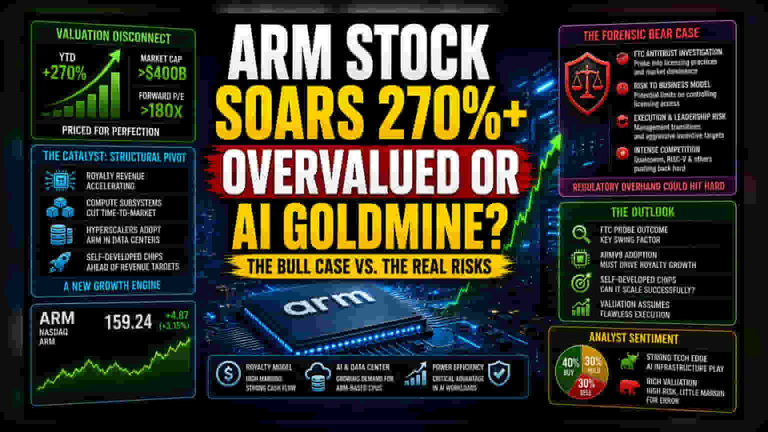 Arm Holdings का शेयर 270% चढ़ा, पर FTC जांच और भारी वैल्यूएशन ने बढ़ाई चिंता