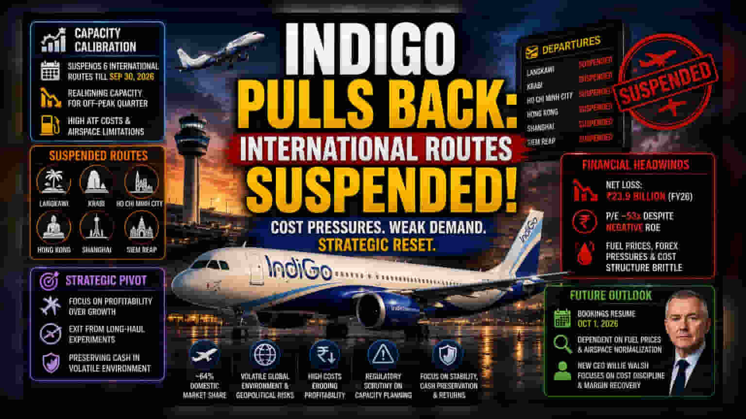 IndiGo Trims Global Routes as Cost Pressures Mount