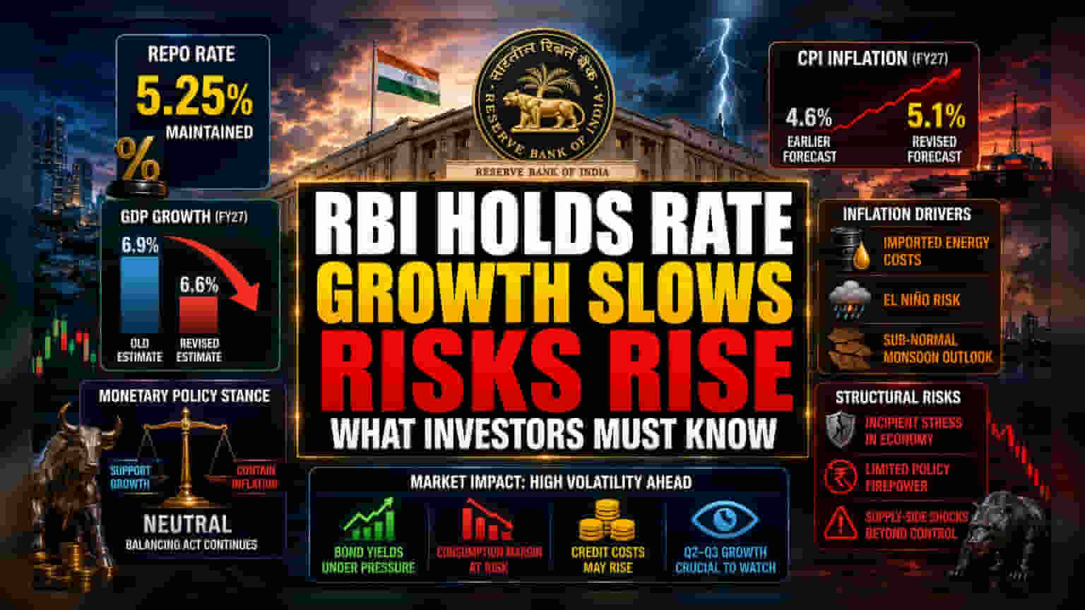 RBI ਦਾ ਵੱਡਾ ਫੈਸਲਾ: ਰੇਟ ਸਥਿਰ, ਪਰ ਵਿਕਾਸ ਦਰ ਦੇ ਅੰਦਾਜ਼ੇ ਘਟਾਏ