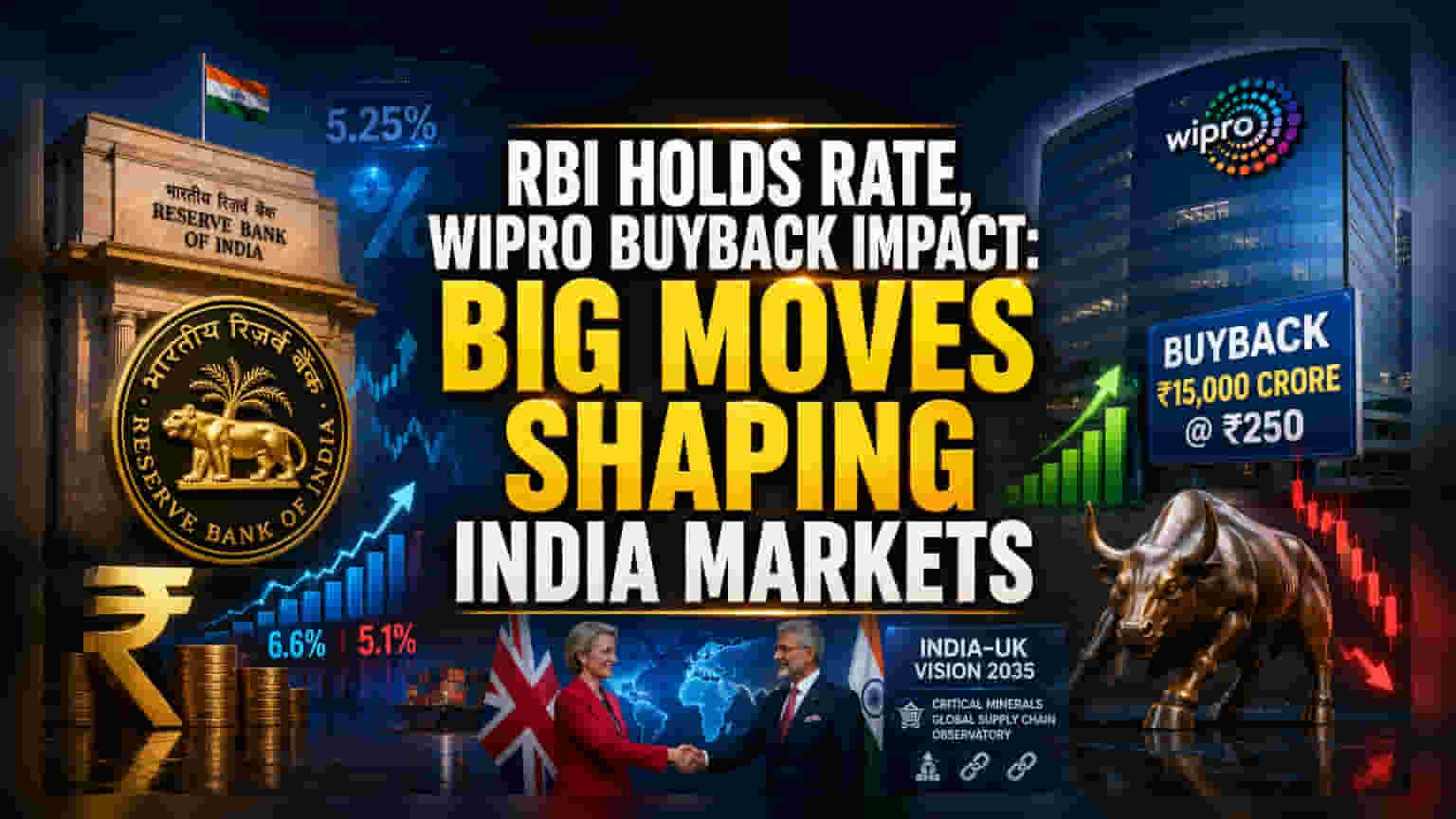 RBI Holds Rates at 5.25% as Markets Digest Wipro Buyback