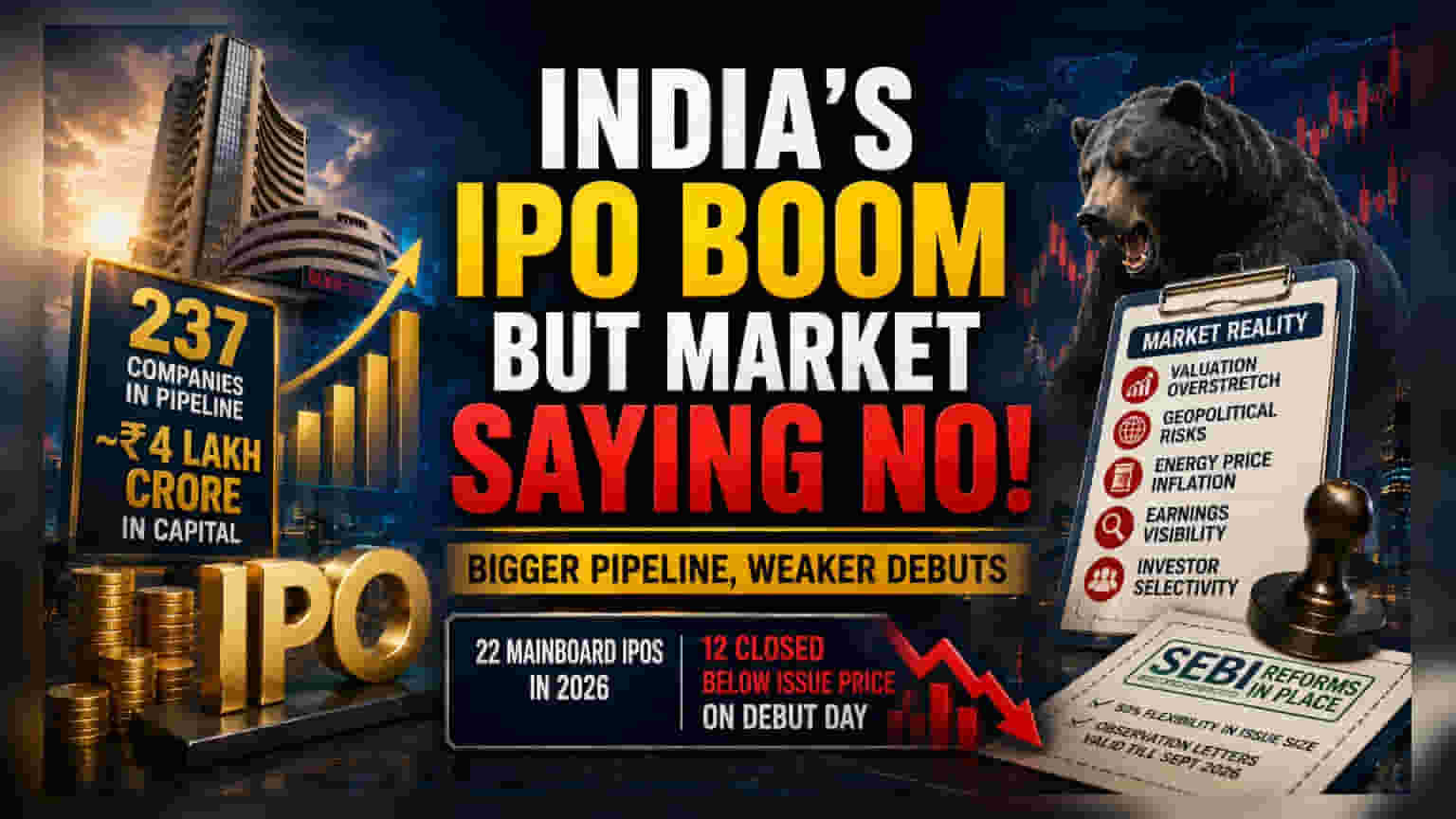 India's Record IPO Pipeline Hits Wall as Debuts Turn Sour