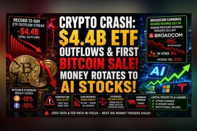 Crypto Selloff Deepens: AI Trade Unwinds as ETF Flows Stall