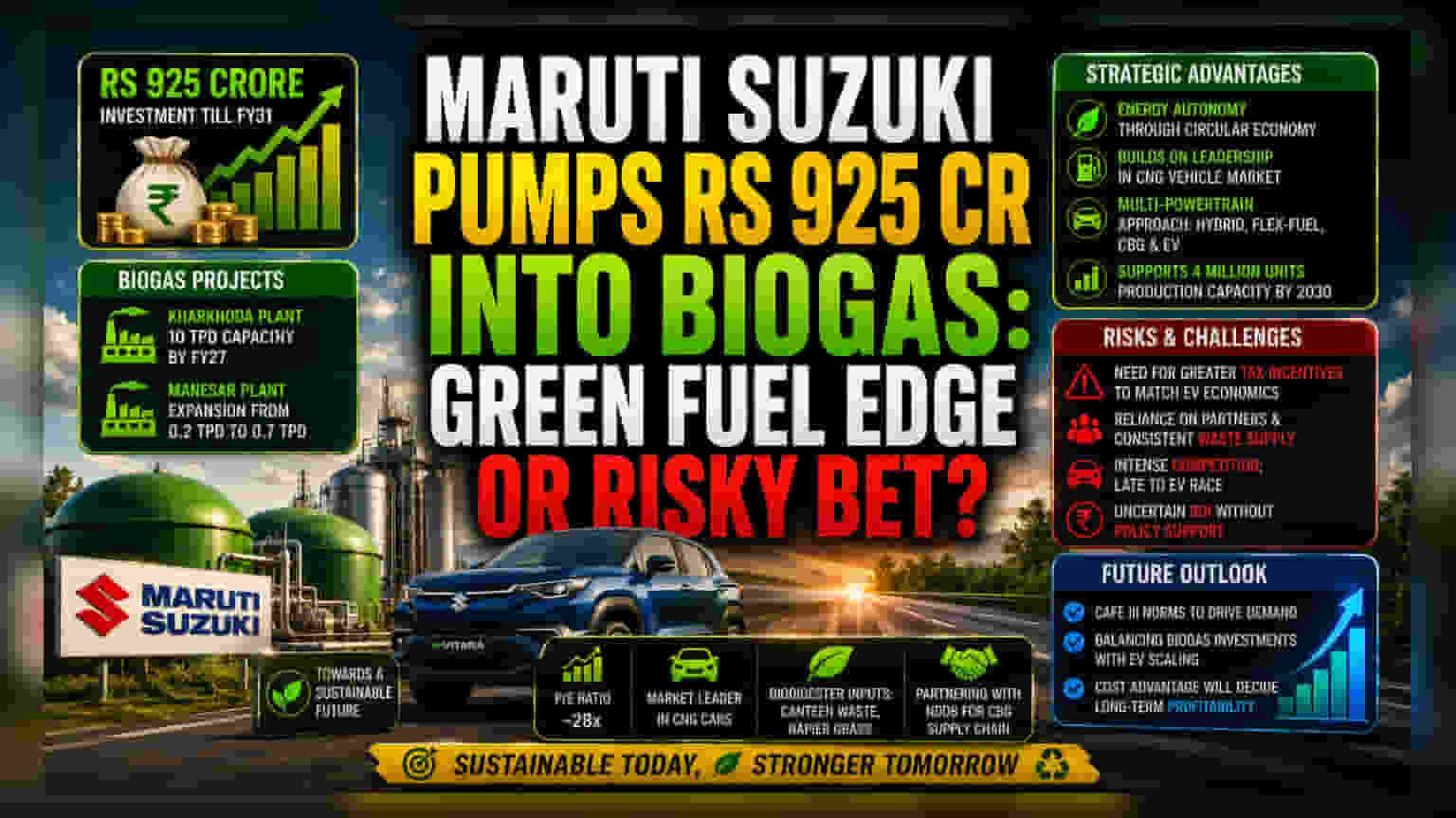 Maruti Suzuki-யின் புதிய அவதாரம்: ₹925 கோடி பயோகேஸ் திட்டம் - வாகன உலகில் பெரும் மாற்றம்?