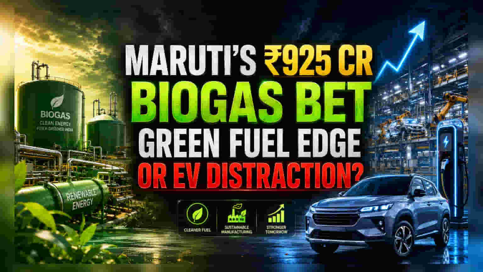 Maruti Suzuki का बड़ा दांव: EV के बीच बायोगैस में ₹925 करोड़ का निवेश, जानें क्या है प्लान