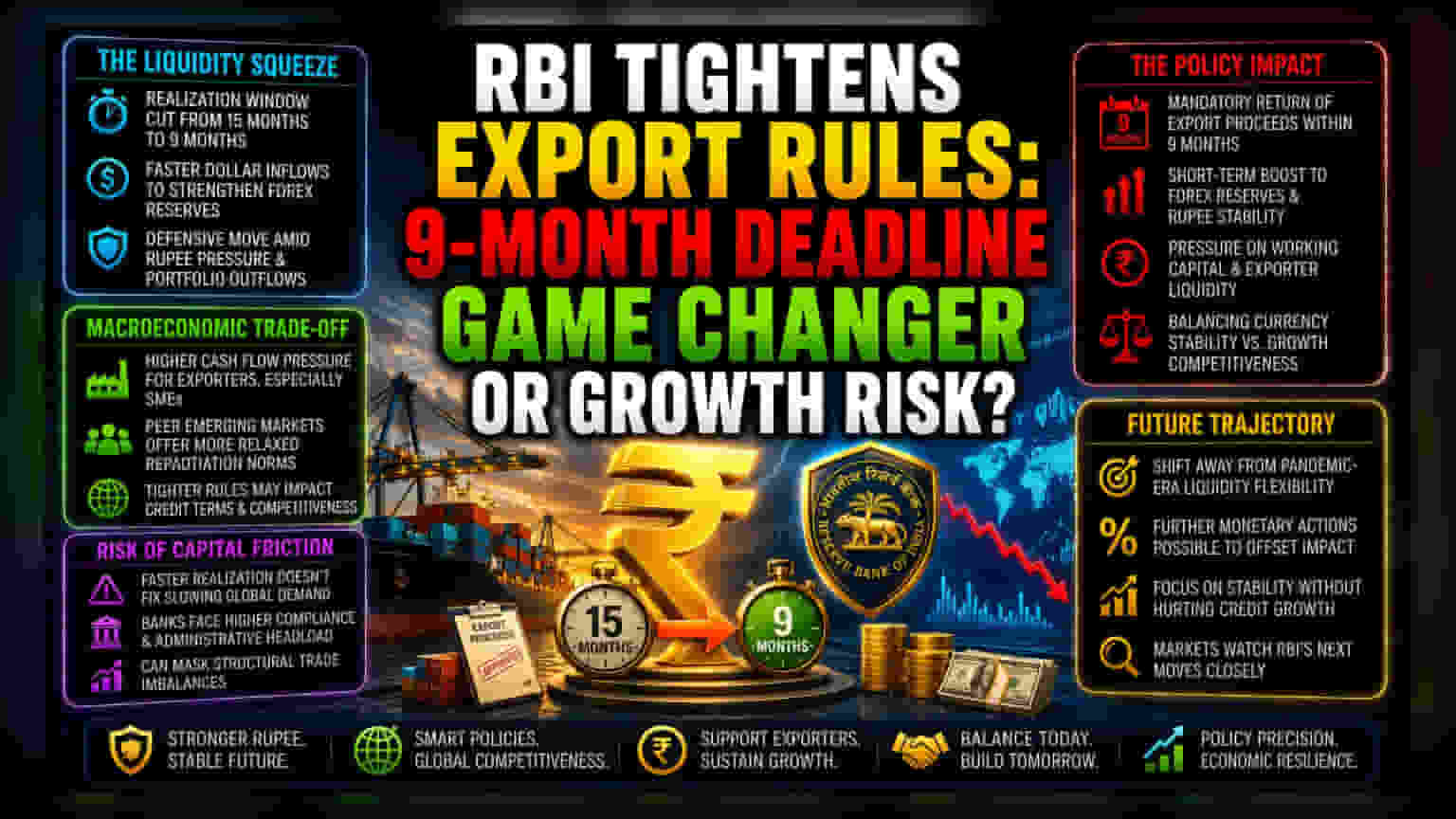 RBI ਦਾ ਐਕਸ਼ਨ: ਐਕਸਪੋਰਟ ਬਿੱਲ ਭਰਨ ਦੀ ਮਿਆਦ ਘਟਾ ਕੇ **9 ਮਹੀਨੇ** ਕੀਤੀ