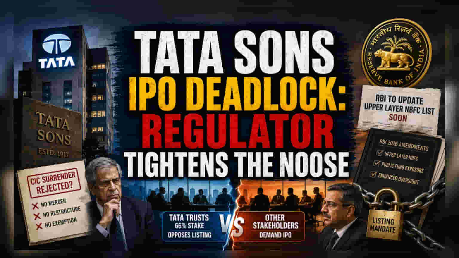 Tata Sons IPO: RBI के शिकंजे में फंसी टाटा संस, लिस्टिंग पर बढ़ी तलवार