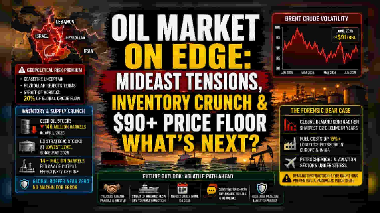 Oil Price Update: બ્રેન્ટ ક્રૂડ $95 ની આસપાસ, મધ્યપૂર્વમાં શાંતિની અટકળો અને સપ્લાયની ઘટનો ખેલ