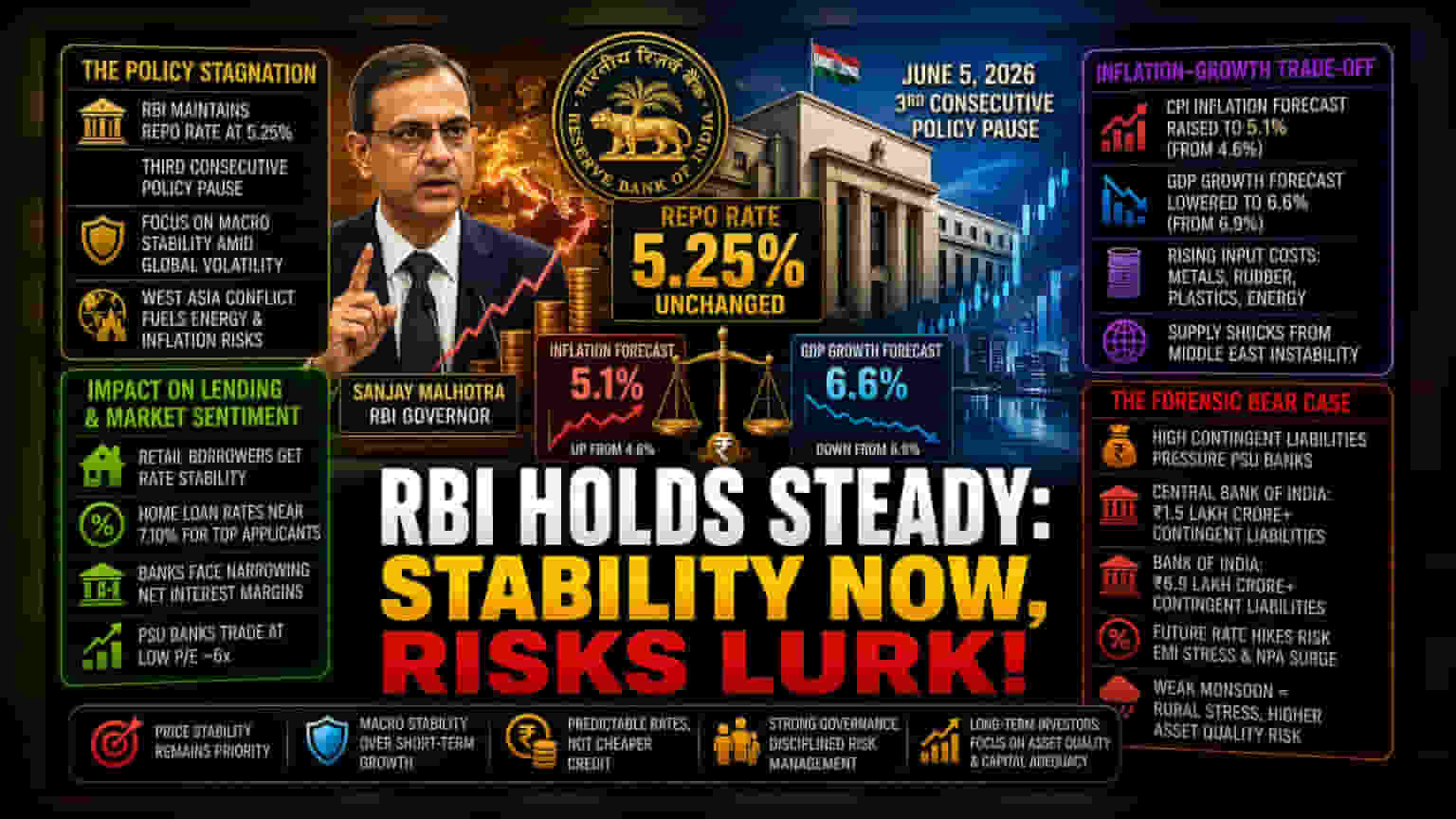 RBI కీలక నిర్ణయం: రెపో రేటు యథాతథం.. ద్రవ్యోల్బణంపై ఆందోళన?
