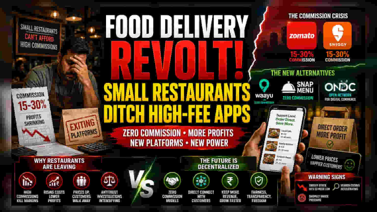 Zomato ਤੇ Swiggy ਲਈ ਵੱਡਾ ਖ਼ਤਰਾ! ਛੋਟੇ ਰੈਸਟੋਰੈਂਟਾਂ ਨੇ ਛੱਡੀਆਂ ਵੱਡੀਆਂ ਫੂਡ ਐਪਸ