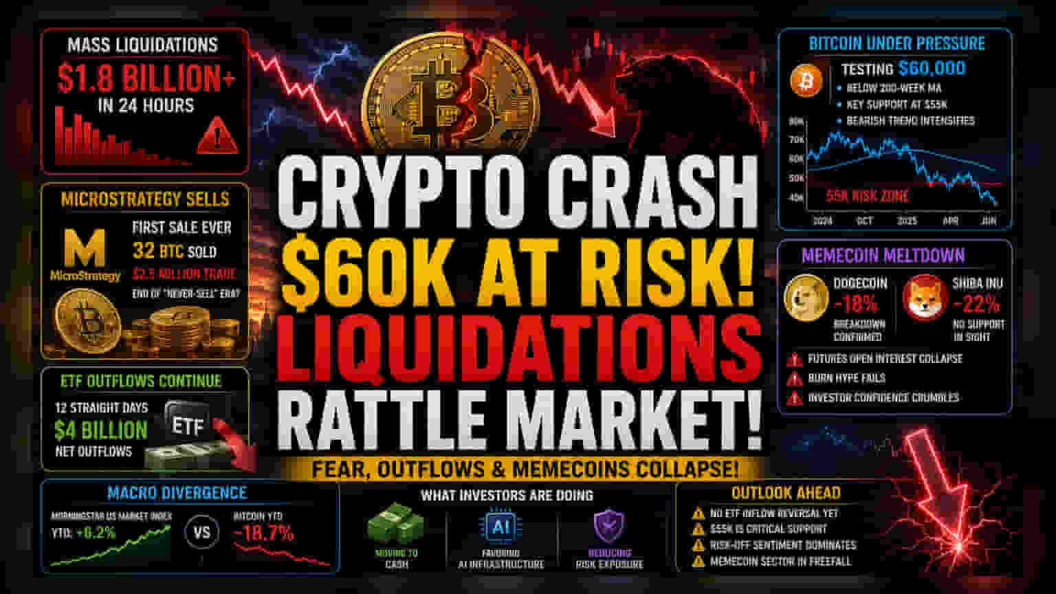 Crypto Sell-Off Deepens as Bitcoin Tests $60K Barrier