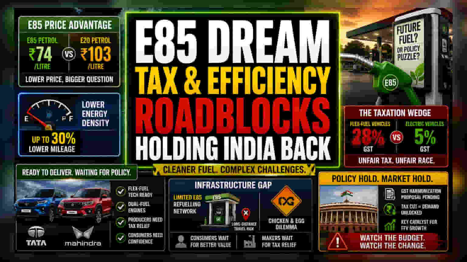 India’s E85 Ethanol Push Faces Mileage and Tax Headwinds