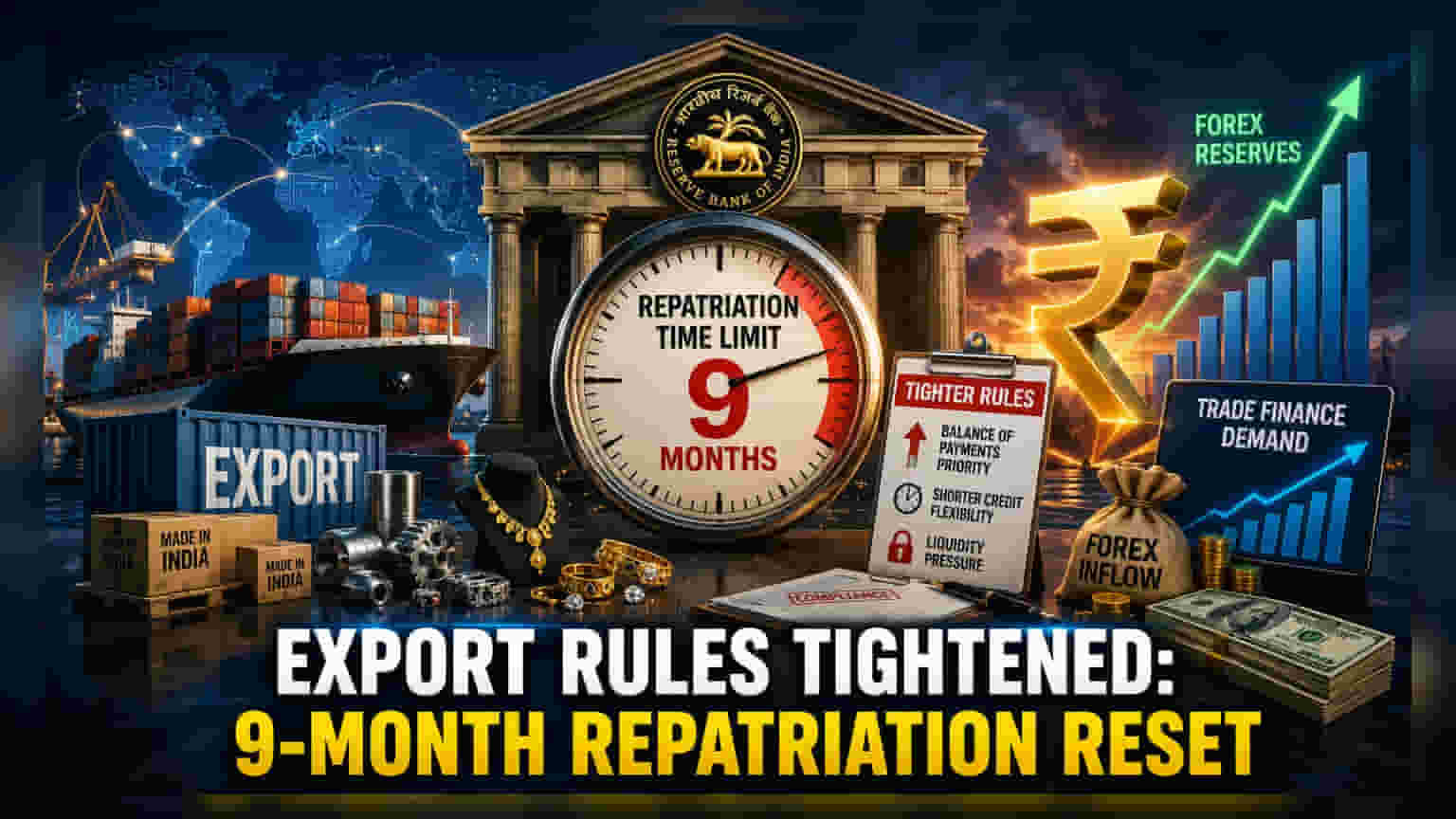 RBI चा मोठा निर्णय: निर्यातदारांसाठी परकीय चलन परत करण्याची मुदत घटवली, कंपन्यांवर आर्थिक दबाव वाढणार!