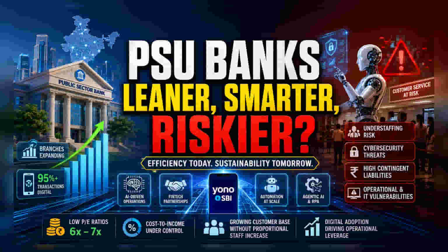 PSU ਬੈਂਕਾਂ ਦਾ ਡਿਜੀਟਲ ਫੈਸਲਾ: ਬ੍ਰਾਂਚਾਂ ਵਧਾਈਆਂ, ਮੁਲਾਜ਼ਮ ਘਟਾਏ