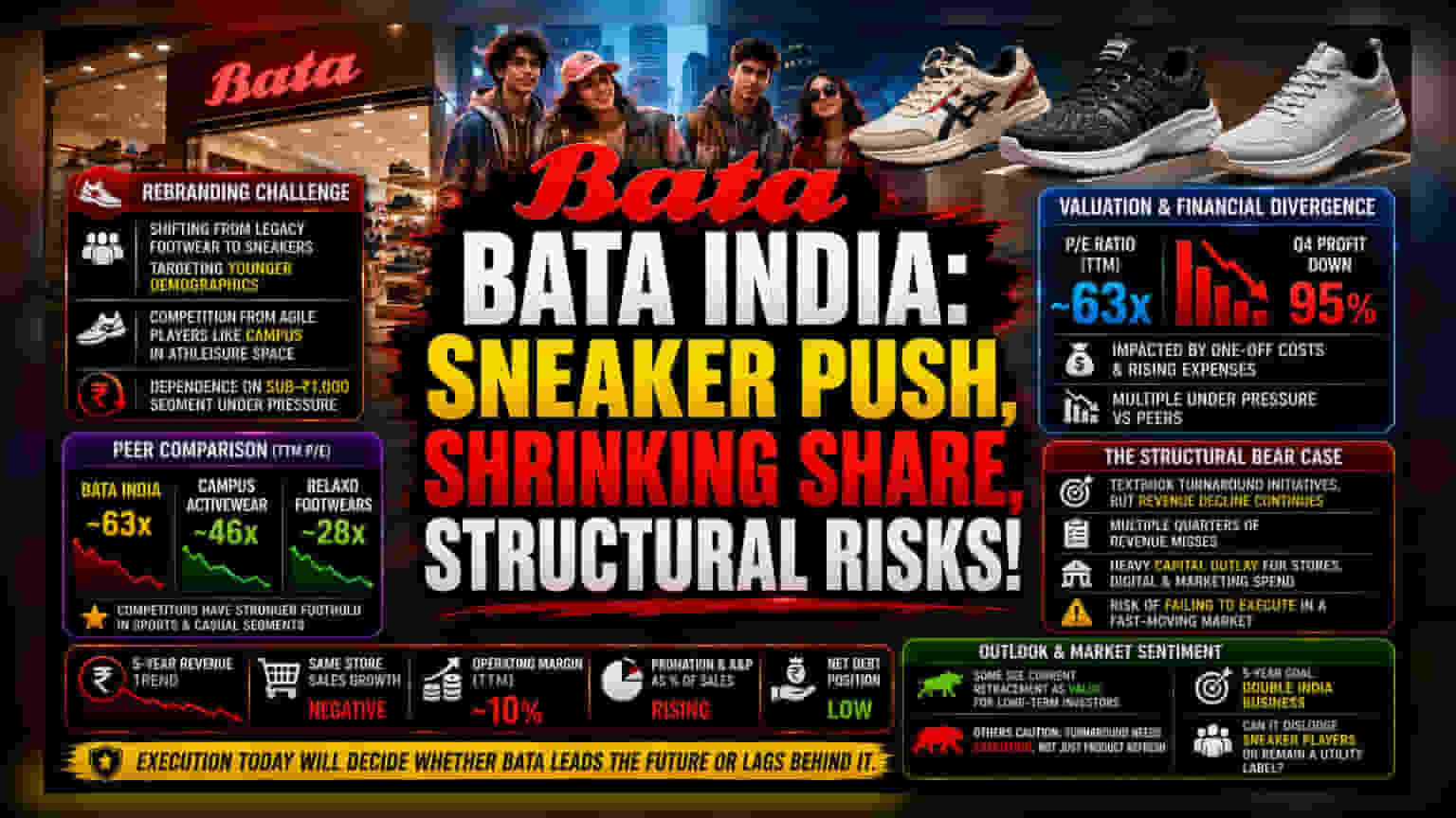 Bata India Share Price: ஸ்னீக்கர் கலாச்சாரத்தில் Bata! லாப சரிவு Vs பிராண்ட் புத்துணர்ச்சி - முதலீட்டாளர்கள் குழப்பம்!