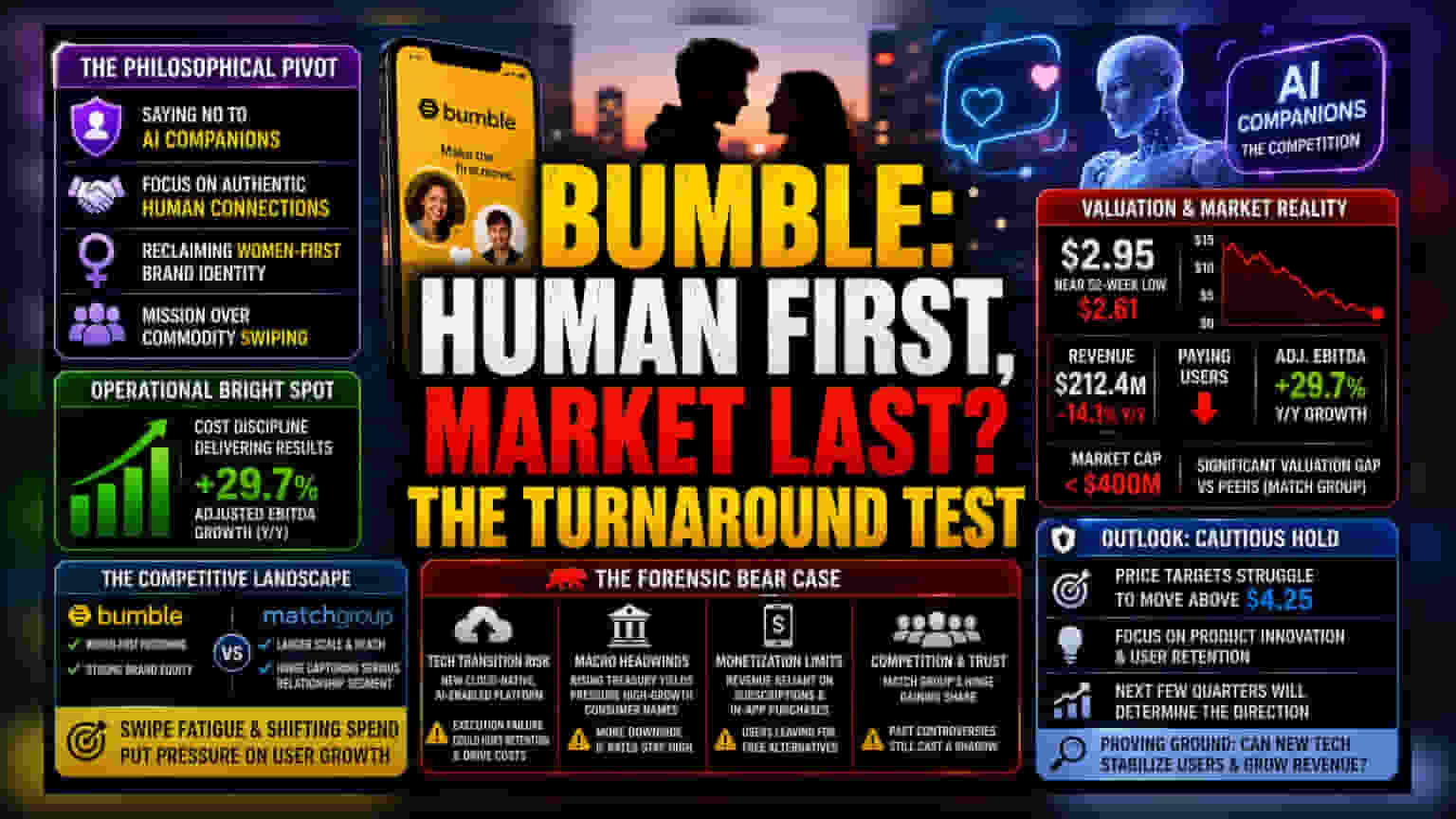 Bumble CEO Slams AI Dating: Can Human-First Strategy Save BMBL?