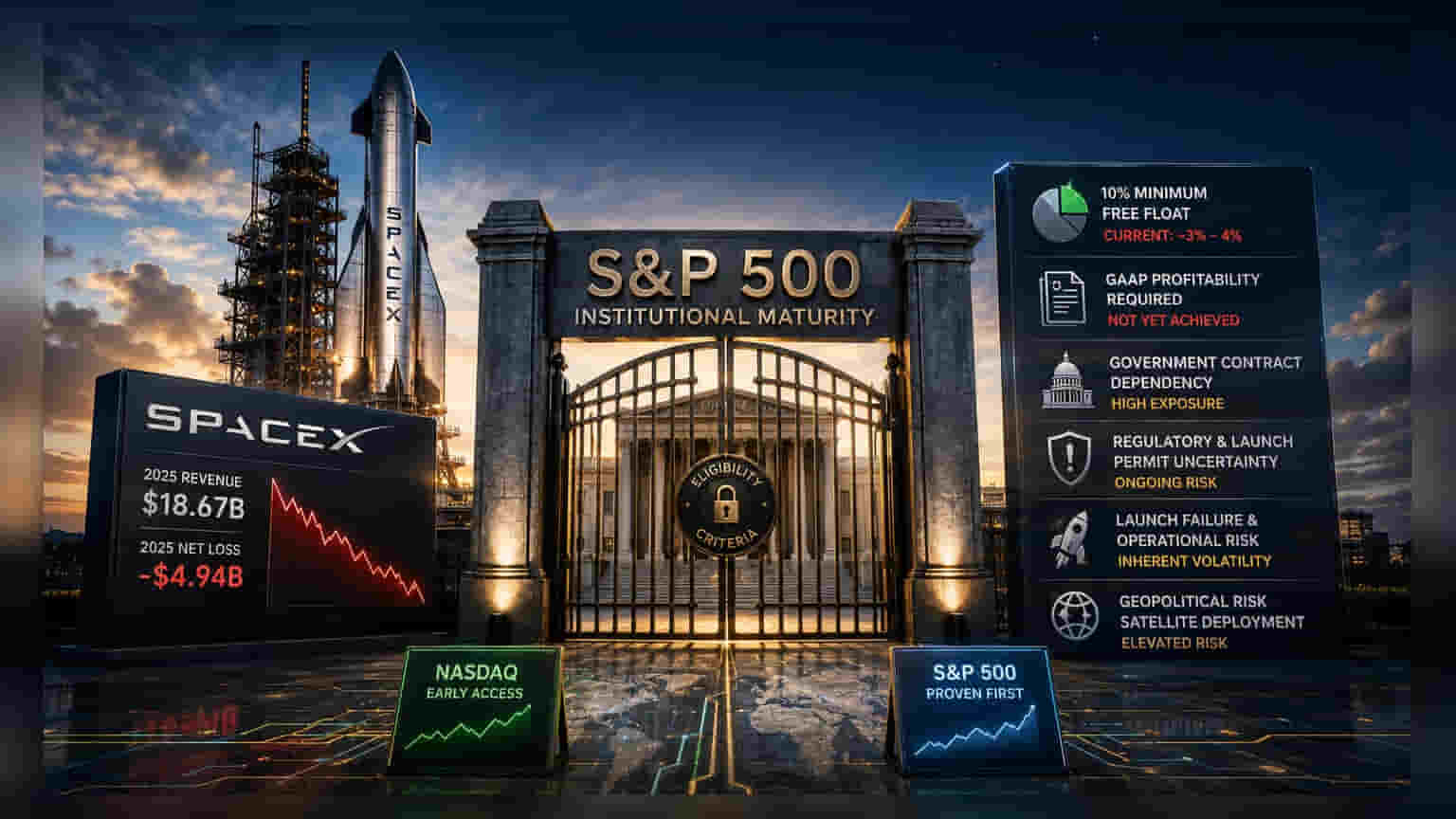 SpaceX IPO Hits S&P 500 Wall: Why Passive Inflows Are Delayed