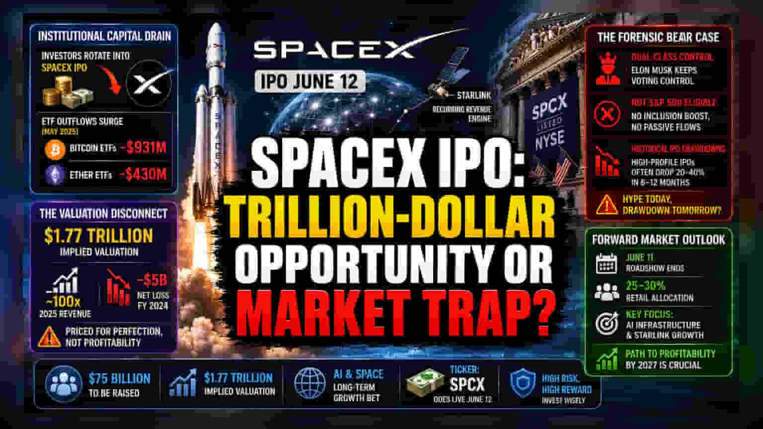 SpaceX IPO Frenzy Drains Crypto as Liquidity Shifts to Musk