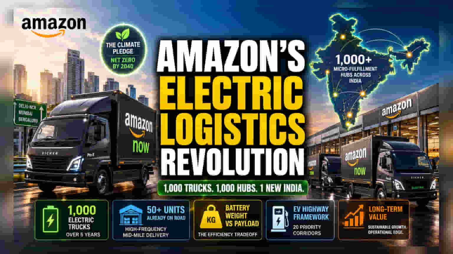 Amazon India EV Fleet: લોજિસ્ટિક્સ ખર્ચ સામે ઇલેક્ટ્રિક ટ્રકનો કાફલો વિસ્તરશે