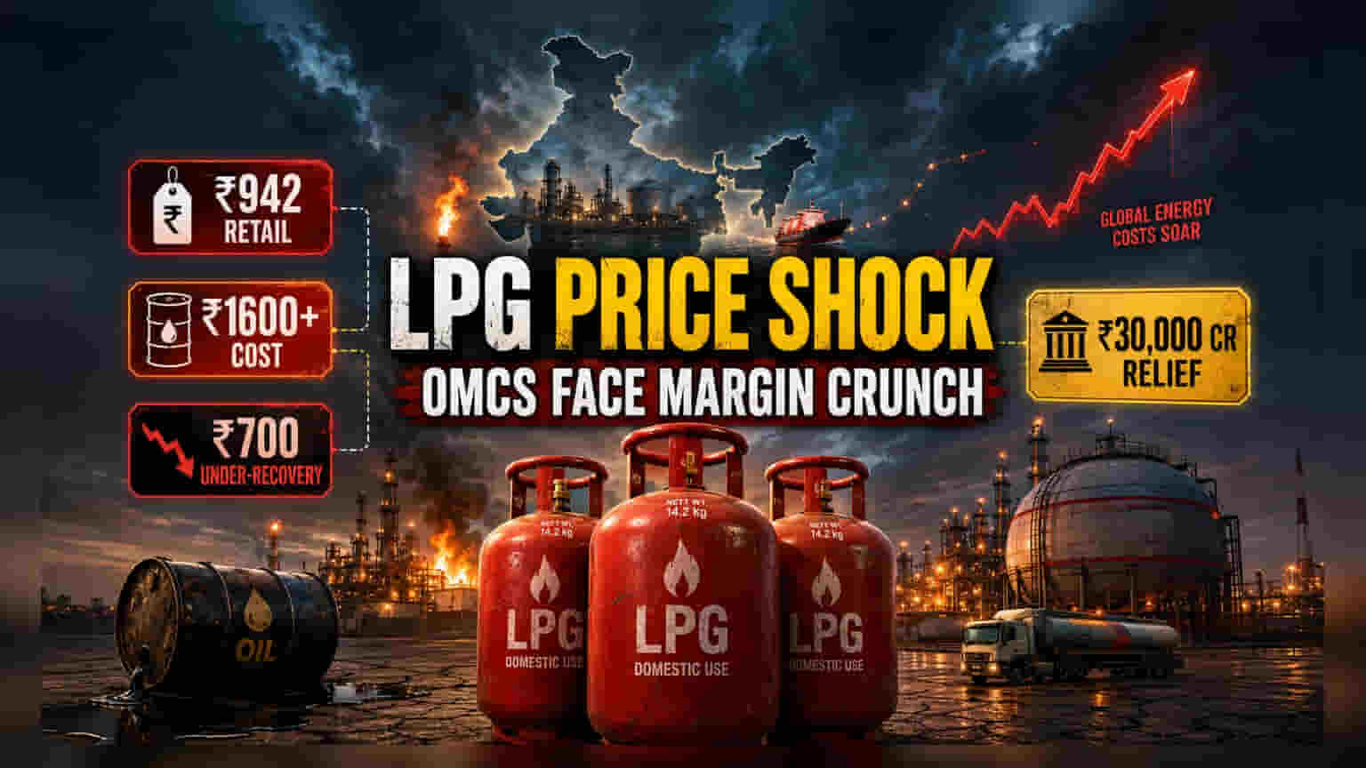 LPG सिलेंडर हुआ महंगा! ₹942 तक पहुंचा दाम, सरकारी कंपनियों पर ₹30,000 करोड़ का बोझ