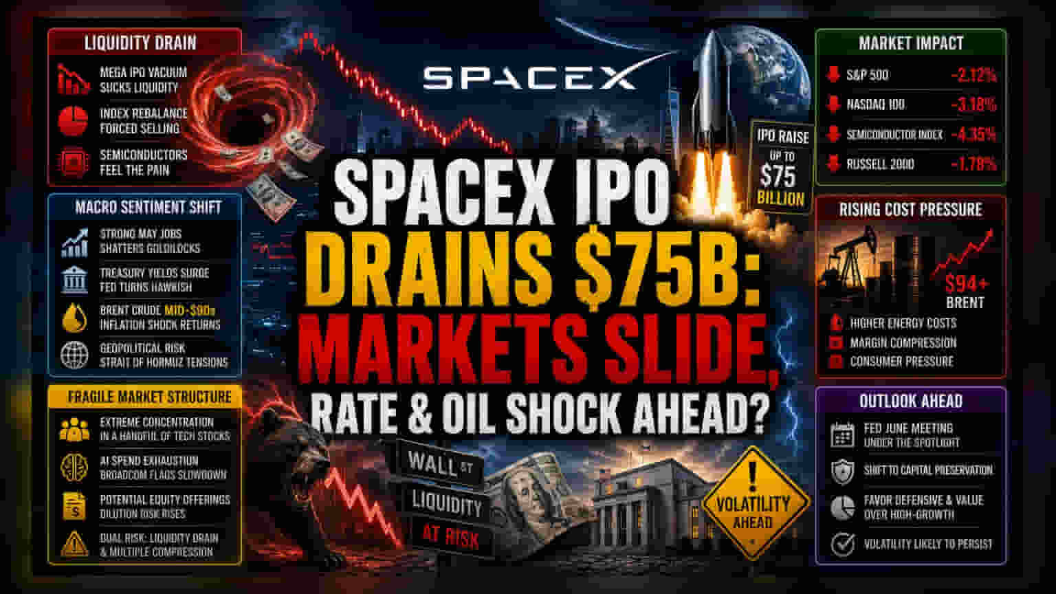 SpaceX IPO ના કારણે ટેક માર્કેટમાં ભૂકંપ! Nasdaq માં ભારે ઘટાડો, રોકાણકારોની ચિંતા વધી