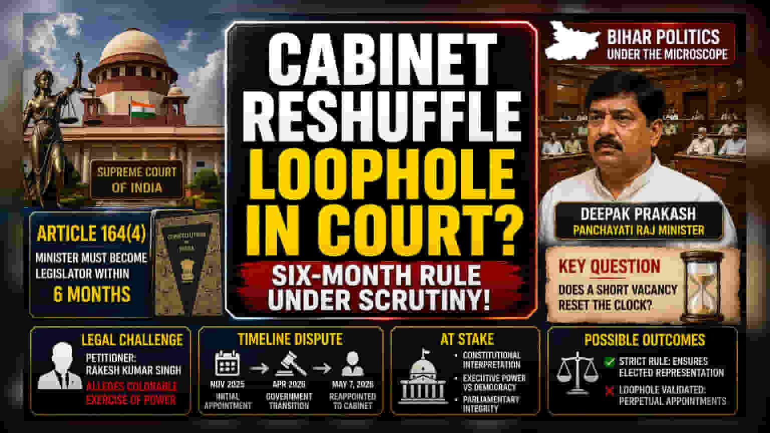 Supreme Court Challenges Bihar Minister Appointment Loophole