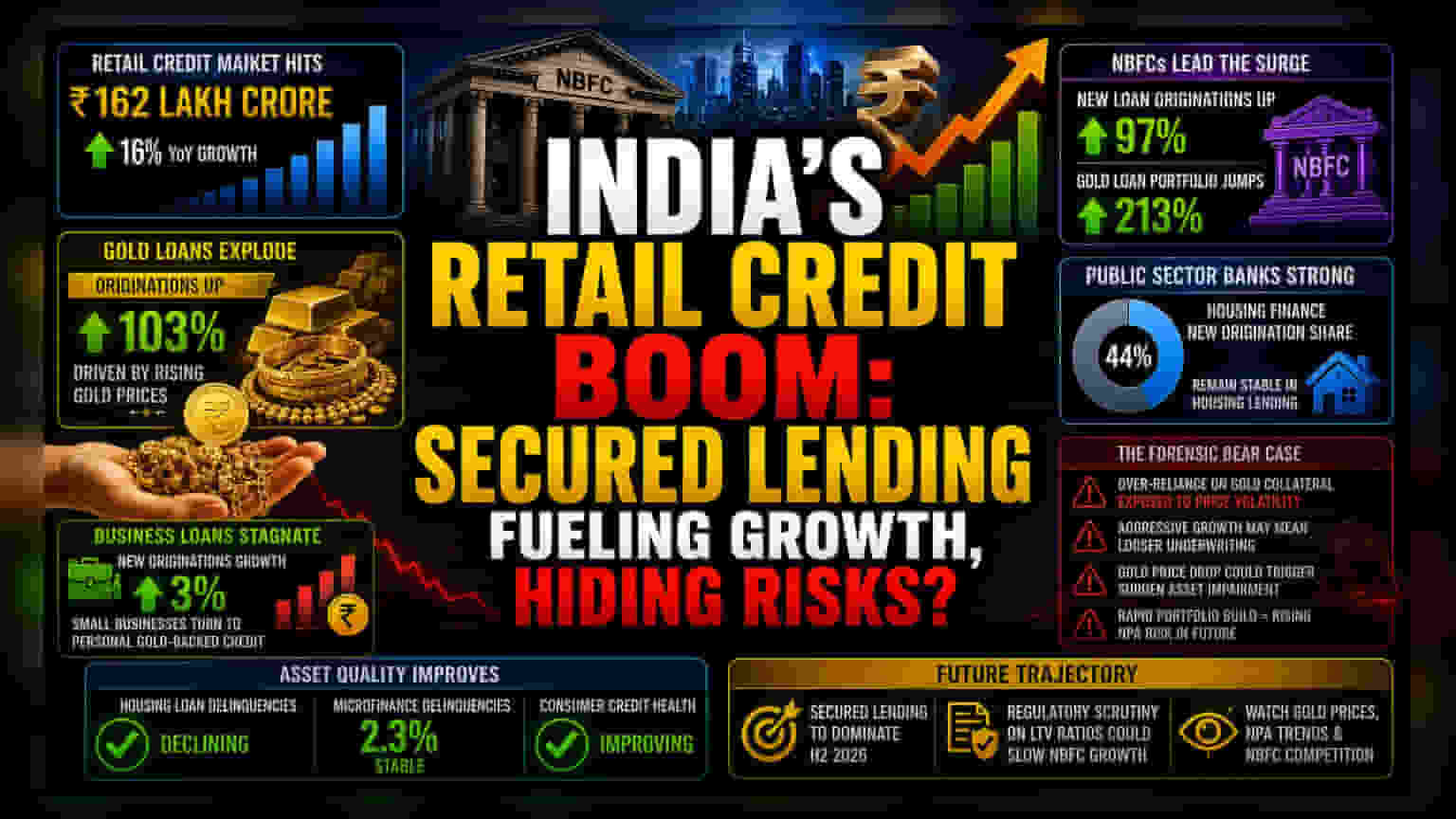 भारतातील रिटेल कर्ज बाजारात ₹162 लाख कोटींचा टप्पा पार; सोन्याचे कर्ज ठरले प्रमुख कारण!