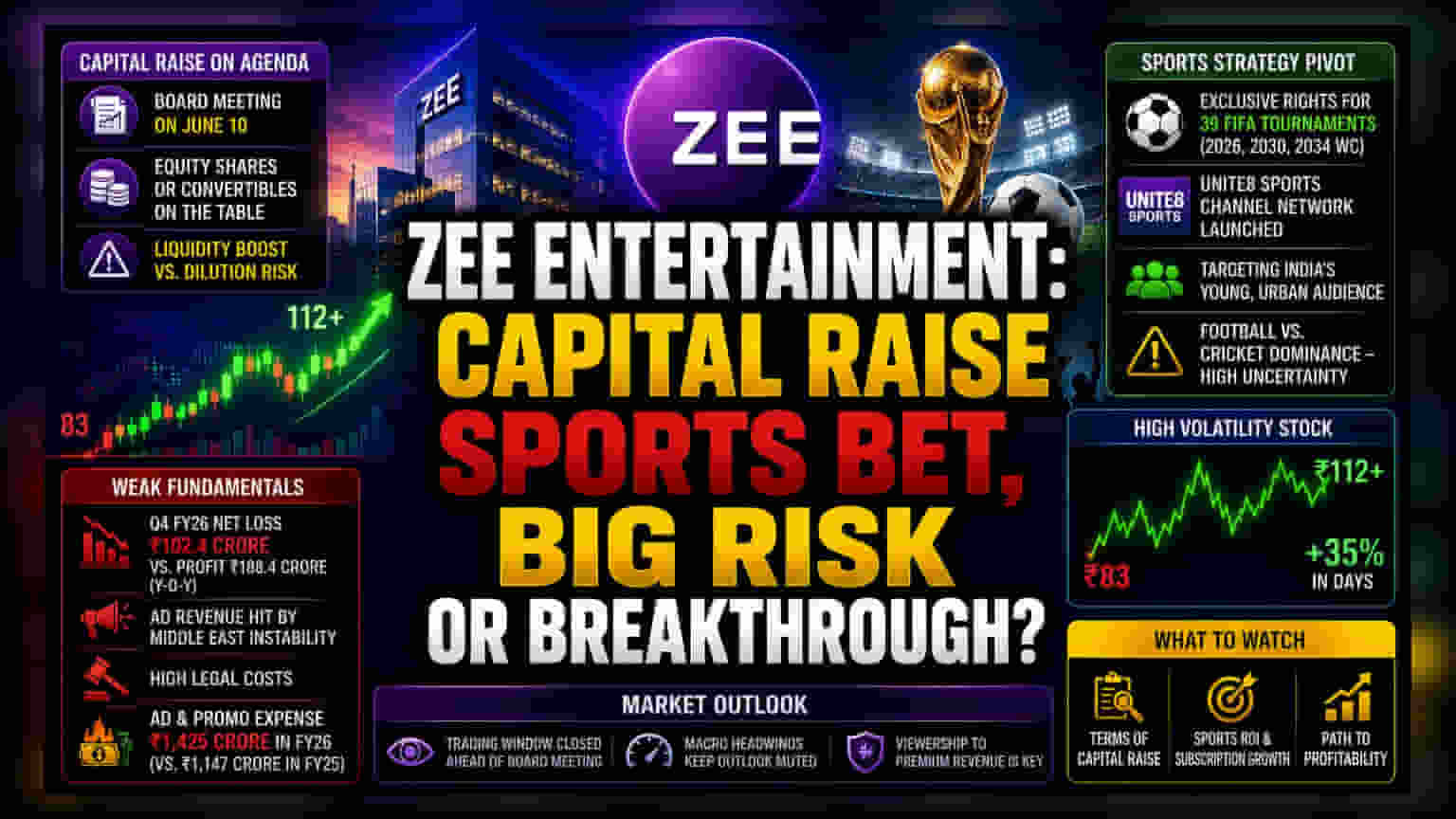 Zee Entertainment: ਕੈਪੀਟਲ ਰੇਜ਼ ਨਾਲ FIFA ਡੀਲ ਵਾਲੀ ਤੇਜ਼ੀ